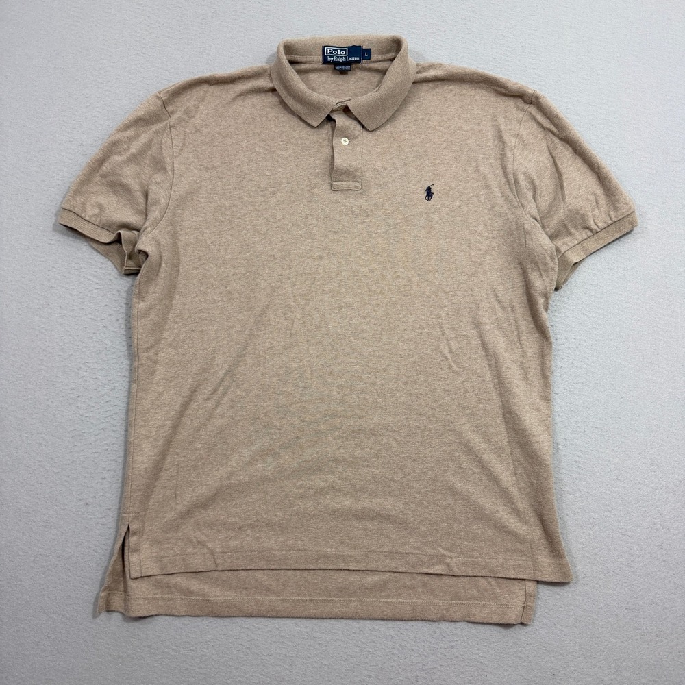 Polo Ralph Lauren Polo Large Tan Polo Shirt Short Sleeve Classic Pique Cotton